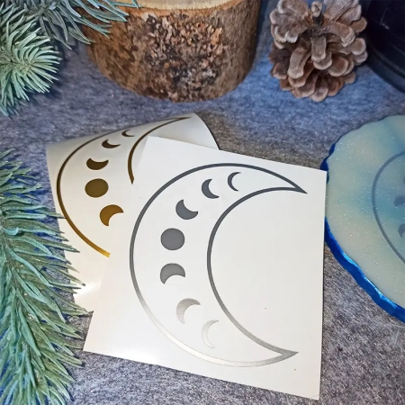 Vinylsticker Mond mit Mondphasen, Mondsticker, Mondaufkleber, Sticker für Resin, Sticker Mond, Aufkleber Mond