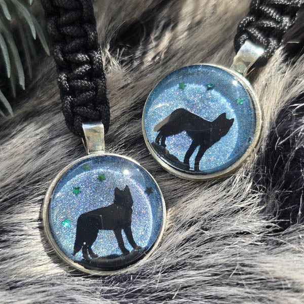 Schlüsselanhänger Aurora Nights Husky im Polarlicht, Polarlicht, Northernlightsdeko, Polarlichtkunst