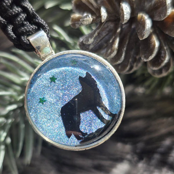 Schlüsselanhänger Aurora Nights Husky im Polarlicht, Polarlicht, Northernlightsdeko, Polarlichtkunst