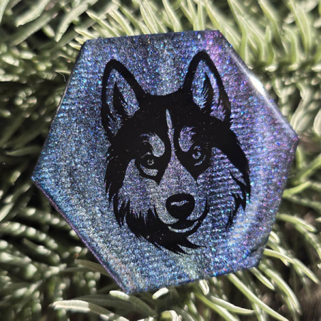 Magnet Siberian Husky im Polarlicht, Polarlicht, Magnet, Northernlightsdeko, Polarlichtkunst, Polarlichtdeko, Die Polarlichtkünstlerin