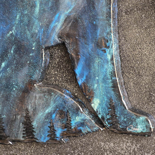 Wolfsruf1 Resinkunstwerk Wolfsruf – Wolf unter Polarlichtern, magische Kunst mit Nordlicht und mystischer Stimmung.