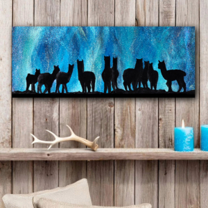 Original Kunstwerk Alpakas unter dem Polarlicht, Resinkunstwerk, Polarlichtkunst, Die Polarlichtkünstlerin, Carolin Rieger, Kunst aus der Rhön