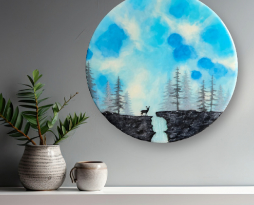 Original Kunstwerk Waldmagie, Resinkunstwerk, Waldkunst, Die Polarlichtkünstlerin, Carolin Rieger, Kunst aus der Rhön