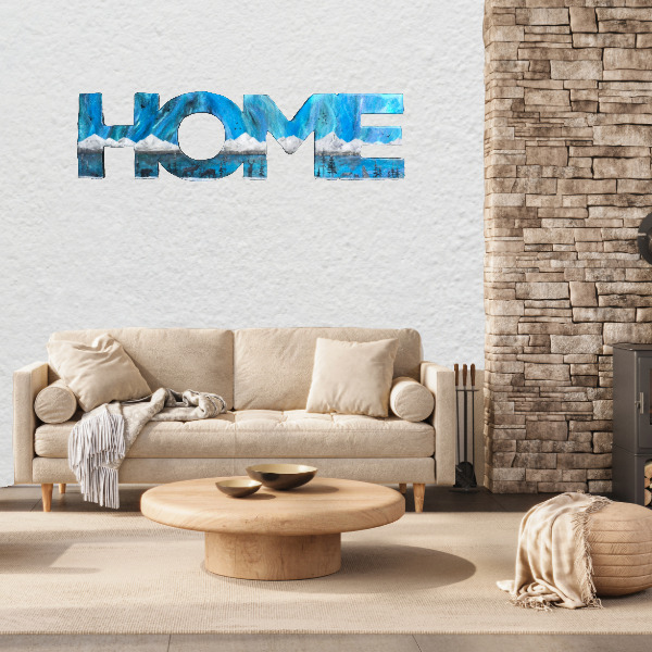 Home Original Kunstwerk - Home, Unikat, Polarlicht, Nordlicht, Resinart, Polarlichtkunst, Northernlights, Polarlichtbild, Arktis, Norwegen, Schweden, Finnland, Skandinavien, Home sweet Home, Wandbild, Fjorde, Landschaftsgemälde, Wölfe. Elche, Hirsche, Füchse