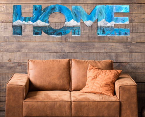 Original Kunstwerk - Home, Unikat, Polarlicht, Nordlicht, Resinart, Polarlichtkunst, Northernlights, Polarlichtbild, Arktis, Norwegen, Schweden, Finnland, Skandinavien, Home sweet Home, Wandbild, Fjorde, Landschaftsgemälde, Wölfe. Elche, Hirsche, Füchse