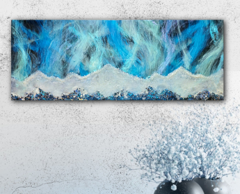 Original Kunstwerk Polarlichter, Polarlicht, Nordlicht, Resinart,