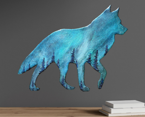 Original Kunstwerk - Pekka, Polarlicht, Nordlicht, Resinart, Hundekunst, Northernlights, Polarlichtbild, Arktis, Norwegen, Schweden, Finnland, Skandinavien